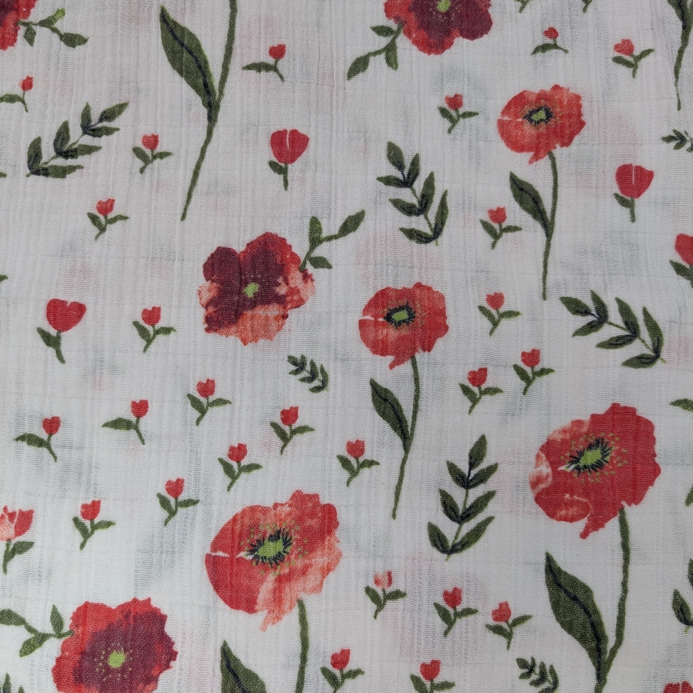 Little Unicorn Poppy Swaddle Blanket Cotton Muslin Flowers